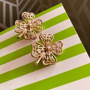 Sarah Coventry Vintage 4 Leaf Clover Lucky Clip on Earrings